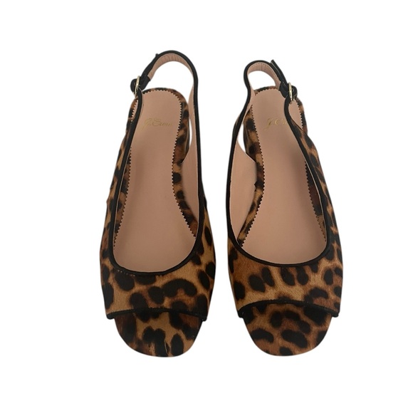 J crew Open-toe slingback heels in leopard calf hair shoes 7.5 - Picture 2 of 6